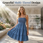 Rochie de denim fără mâneci, lungime până la genunchi, pentru femei