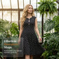 Rochie de vară pentru femei, mărimi mari, cu buline, fără mâneci, lungime midi