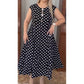 Rochie de vară pentru femei, mărimi mari, cu buline, fără mâneci, lungime midi