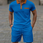 Set de vară casual din tricot waffle, 2 piese pentru bărbați