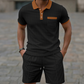 Set de vară casual din tricot waffle, 2 piese pentru bărbați
