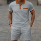 Set de vară casual din tricot waffle, 2 piese pentru bărbați