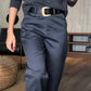 Pantaloni de costum casual cu talie înaltă, croi drept, pentru femei