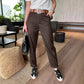 Pantaloni de costum casual cu talie înaltă, croi drept, pentru femei