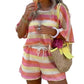 Women's Colorblock Striped Knit Lounge Set