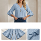 ✨ Bluză feminină din bumbac și in cu decolteu V, material respirabil, stil casual de vară