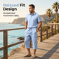 🏖️Set de vară bărbătesc din in, cămașă lejeră și pantaloni scurți cargo, ținută din două piese