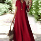 🌿 Rochie Maxi Damă Manecă Scurtă Decolteu V – Lejeră, Fluidă & Elegantă, S-2XL, 13 Culori 🎨