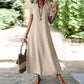 🌿 Rochie Maxi Damă Manecă Scurtă Decolteu V – Lejeră, Fluidă & Elegantă, S-2XL, 13 Culori 🎨