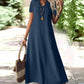 🌿 Rochie Maxi Damă Manecă Scurtă Decolteu V – Lejeră, Fluidă & Elegantă, S-2XL, 13 Culori 🎨