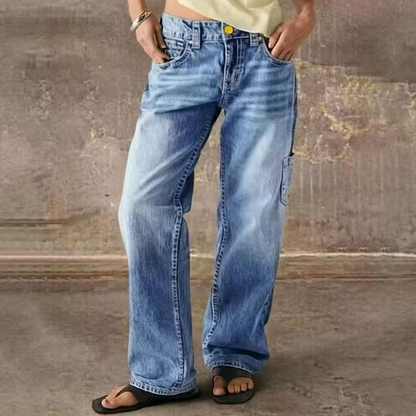 👖 50% RABATT NU! ✨ Jeans för Damer med Avslappnad Passform & Raka Ben – Stretchjeans med Hög Midja – Perfekt för Vardagskomfort 🌸