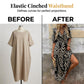 🌸 Rochie midi cu imprimeu geometric, decolteu V și talie elastică, rochie feminină elegantă pentru vară