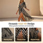 🌸 Rochie midi cu imprimeu geometric, decolteu V și talie elastică, rochie feminină elegantă pentru vară