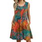 Rochie de damă fără mâneci cu croială lejeră, material ușor, stil casual potrivit pentru zi cu zi