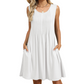 Rochie de damă fără mâneci cu croială lejeră, material ușor, stil casual potrivit pentru zi cu zi