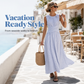 👗 Rochie Maxi Casual cu Dungi, Fără Mâneci pentru Femei 🎀