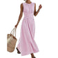 👗 Rochie Maxi Casual cu Dungi, Fără Mâneci pentru Femei 🎀