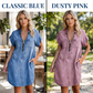 👙 Rochie Denim Casual cu Fermoar, Guler Rabatabil și Buzunare, Confortabilă și Elegantă ✨