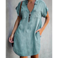 👙 Rochie Denim Casual cu Fermoar, Guler Rabatabil și Buzunare, Confortabilă și Elegantă ✨