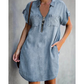 👙 Rochie Denim Casual cu Fermoar, Guler Rabatabil și Buzunare, Confortabilă și Elegantă ✨