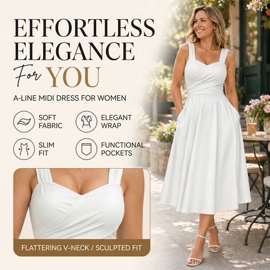 👗 Rochie elegantă pentru femei, cu decolteu în V și buzunare