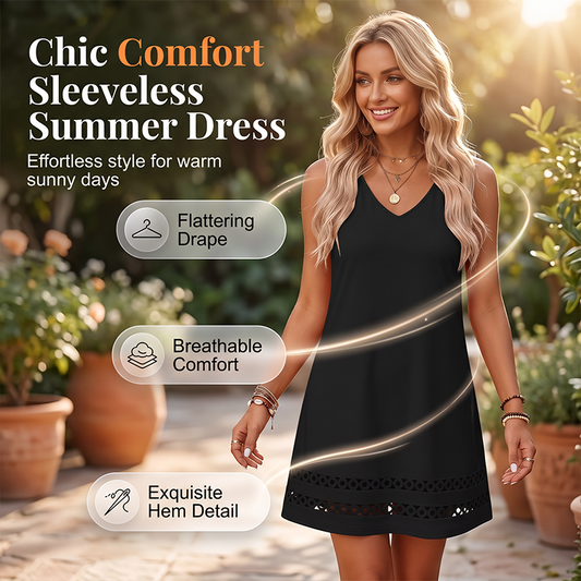 Rochie casual pentru femei, fără mâneci, cu decolteu în V