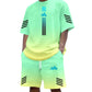 👕Set de tricou și pantaloni scurți pentru bărbați, vară – Design gradient, respirabil și ușor – Perfect pentru zilele călduroase și ieșirile casual 🩳