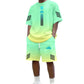 👕Set de tricou și pantaloni scurți pentru bărbați, vară – Design gradient, respirabil și ușor – Perfect pentru zilele călduroase și ieșirile casual 🩳