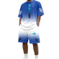 👕Set de tricou și pantaloni scurți pentru bărbați, vară – Design gradient, respirabil și ușor – Perfect pentru zilele călduroase și ieșirile casual 🩳