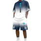 👕Set de tricou și pantaloni scurți pentru bărbați, vară – Design gradient, respirabil și ușor – Perfect pentru zilele călduroase și ieșirile casual 🩳