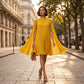 🌟✨ Rochie Mini Damă cu Guler Rotund și Mâneci Tip Capă — Elegantă, Feminină, Multicolor 🌸