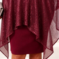 Rochie elegantă pentru femei cu paiete, pelerină asimetrică, croială subțire, lungime midi