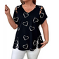 ✨Tricou Femei de Vara cu Decolteu V si Imprimeu Inimioare - Bretele cu Decupari, Fante Laterale | 6 Culori | S-5XL