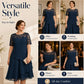 🌸👗Rochie Midi Elegantă Femei Plus Size cu Dantelă și Volane – Şifon Respirabil, Talie Înalță | 4 Culori | S-5XL✨