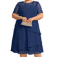 🌸👗Rochie Midi Elegantă Femei Plus Size cu Dantelă și Volane – Şifon Respirabil, Talie Înalță | 4 Culori | S-5XL✨