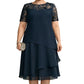 🌸👗Rochie Midi Elegantă Femei Plus Size cu Dantelă și Volane – Şifon Respirabil, Talie Înalță | 4 Culori | S-5XL✨