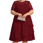 🌸👗Rochie Midi Elegantă Femei Plus Size cu Dantelă și Volane – Şifon Respirabil, Talie Înalță | 4 Culori | S-5XL✨