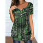 ✨🌿 Bluză Casuală Femei cu Decolteu în V și Imprimeu – Ȟesătură Moale Respirabilă | 7 Culori | 1XL-5XL