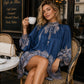 👗✨ Rochie Vintage Femei Imprimeu Floral Guler Înalț și Pelerină – Eleganță Boho de Lux 🌊