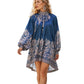 👗✨ Rochie Vintage Femei Imprimeu Floral Guler Înalț și Pelerină – Eleganță Boho de Lux 🌊