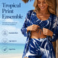 🌸 REDUCERE 49% ACUM! 🌸 Set de costum de baie din 3 piese cu imprimeu tropical pentru femei