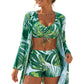 🌸 REDUCERE 49% ACUM! 🌸 Set de costum de baie din 3 piese cu imprimeu tropical pentru femei
