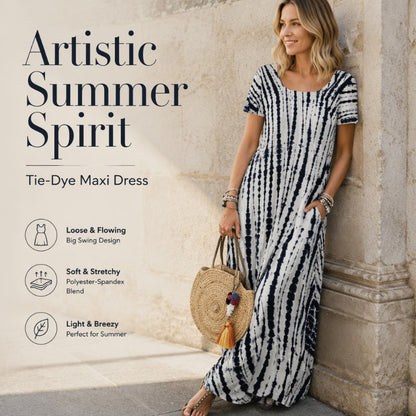 ⏰ OFERTĂ LIMITATĂ ÎN TIMP | Rochie casual de damă lejeră cu imprimeu tie-dye, model trendy de vară