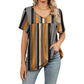 👕 Tricou pentru femei cu decolteu în V, imprimat, casual, cu mânecă scurtă și pliuri
