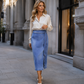 ✨🛍️Nou Sosire - Fustă Wrap din Denim Vintage – Închidere Laterală Reglabilă cu Șnur & Lungime Midi Versatilă pentru Zi și Noapte