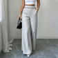 🔥Nu de Ratat👖Pantaloni cu Talie Înaltă, Decor Contrastant, Croială Evazată – Cădere Elegantă, Siluetă Favorabilă