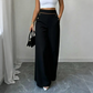 🔥Nu de Ratat👖Pantaloni cu Talie Înaltă, Decor Contrastant, Croială Evazată – Cădere Elegantă, Siluetă Favorabilă