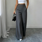 🔥Nu de Ratat👖Pantaloni cu Talie Înaltă, Decor Contrastant, Croială Evazată – Cădere Elegantă, Siluetă Favorabilă