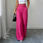 🔥Nu de Ratat👖Pantaloni cu Talie Înaltă, Decor Contrastant, Croială Evazată – Cădere Elegantă, Siluetă Favorabilă
