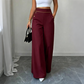 🔥Nu de Ratat👖Pantaloni cu Talie Înaltă, Decor Contrastant, Croială Evazată – Cădere Elegantă, Siluetă Favorabilă